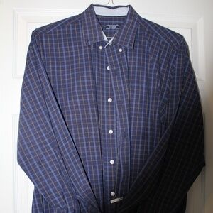 IZOD, Large, Blue Plaid Button Down Oxford
